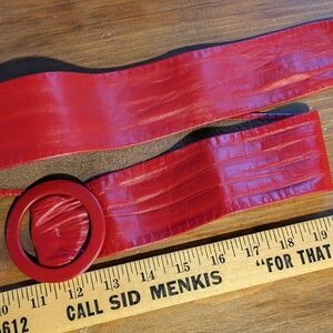 Red Leather Belt, Great To Cinch Waist On Dresses And Shirts